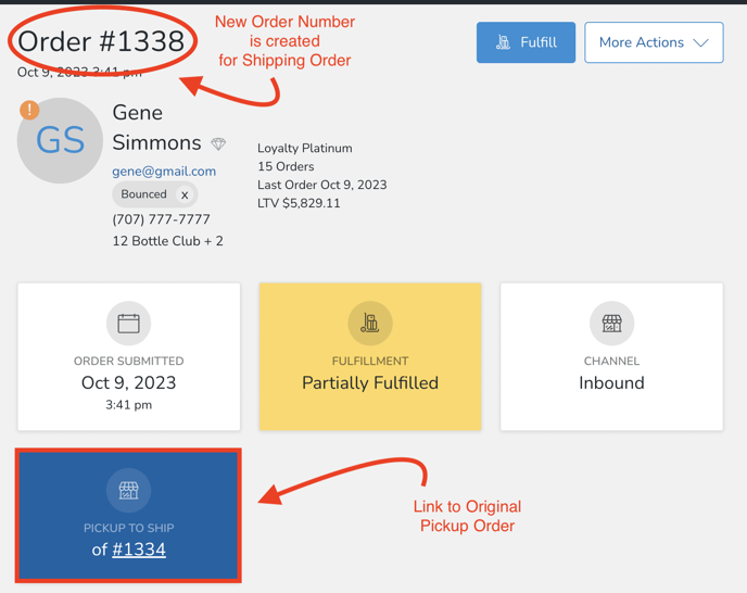 Changing a Pickup Order to a Shipping Order